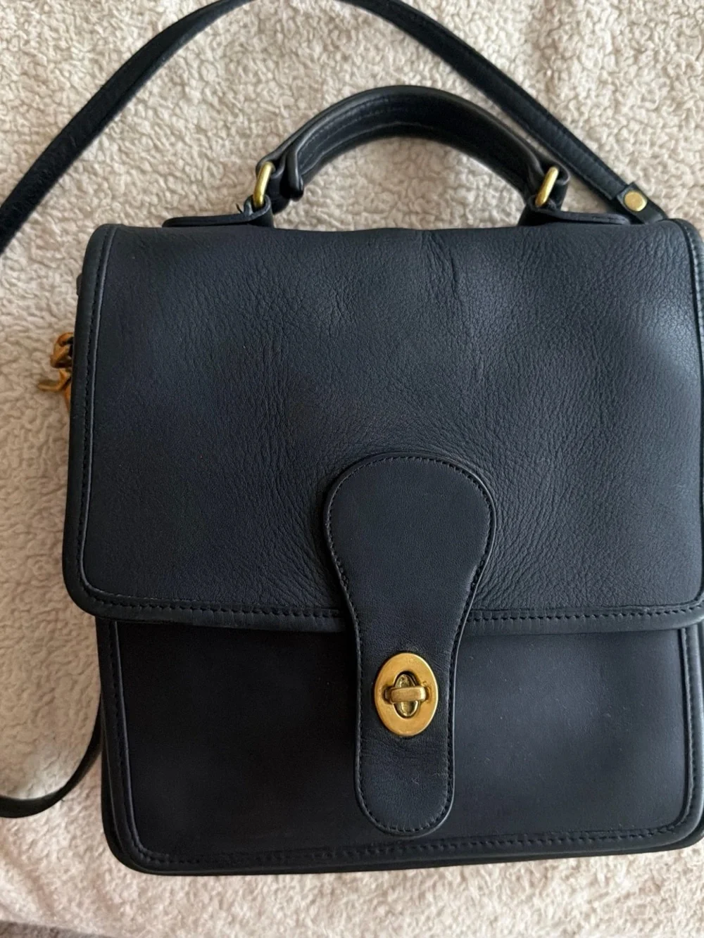 Vintage Coach Station Bag Navy